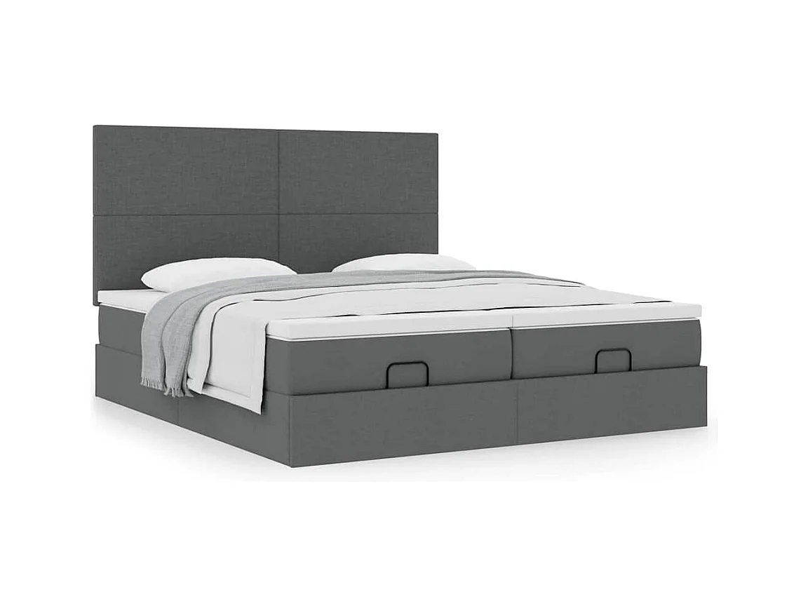 Ottoman bed met matrassen 160x200cm stof donkergrijs