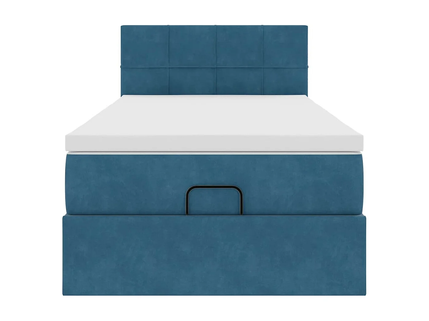 Estructura de cama otomana colchón terciopelo azul oscuro