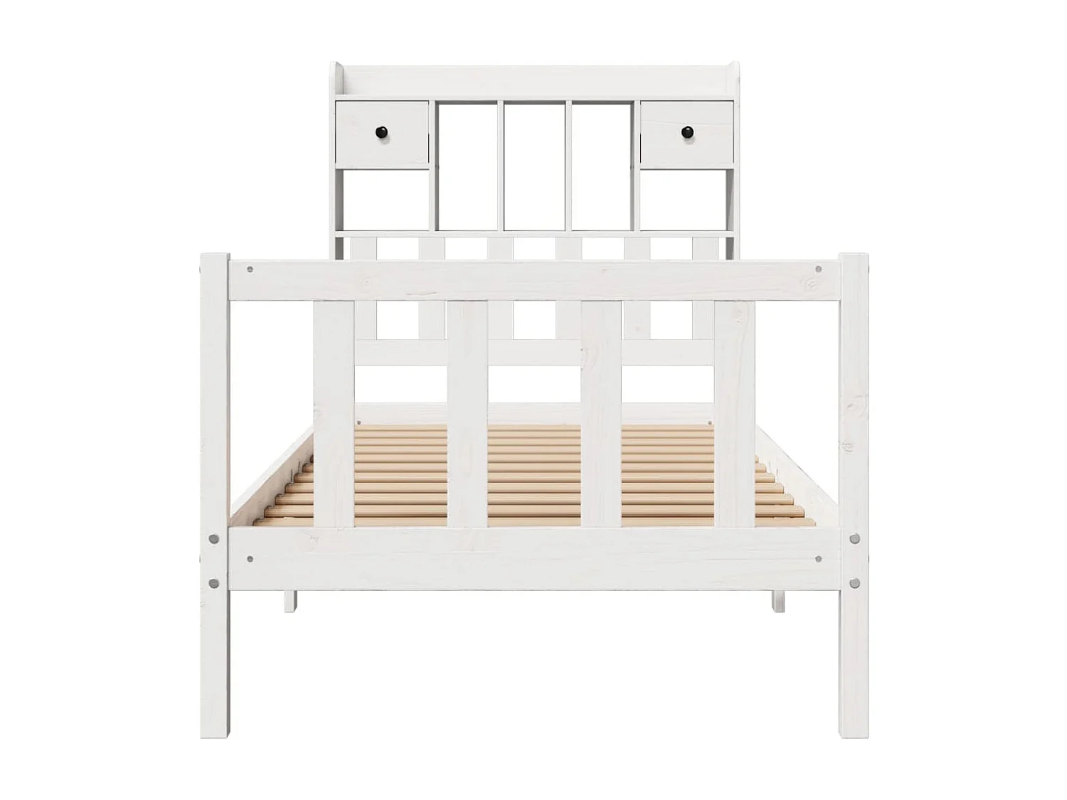 Lit bibliothèque sans matelas blanc 75x190cm bois de pin massif