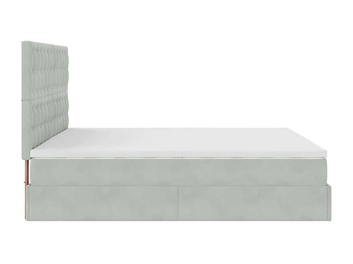 Cadre de lit ottoman et matelas gris clair 180x200cm velours