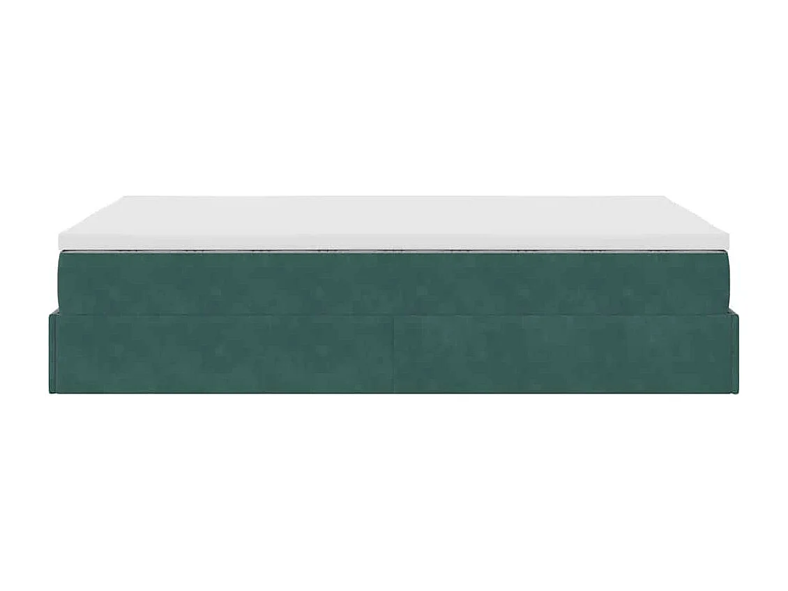 Estrutura de cama otomana com colchão verde escuro veludo
