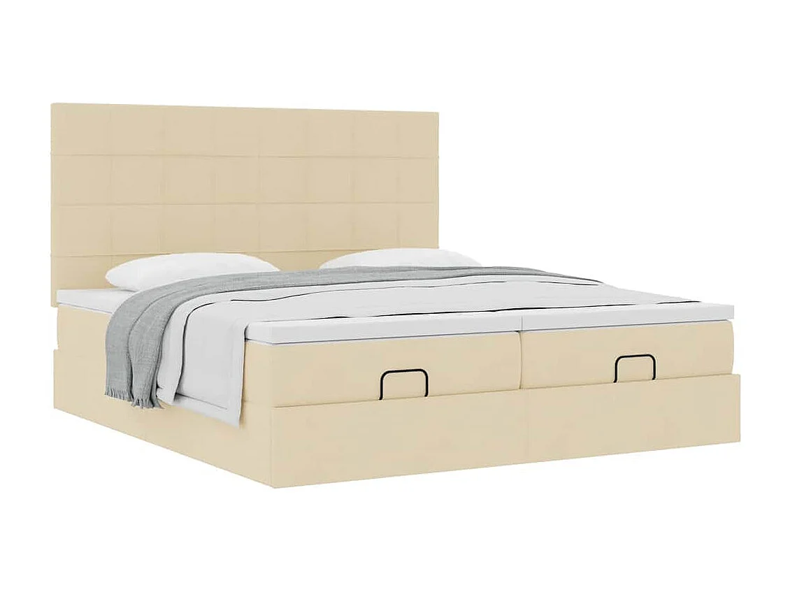 Estructura de cama otomana con colchones tela crema 160x200cm