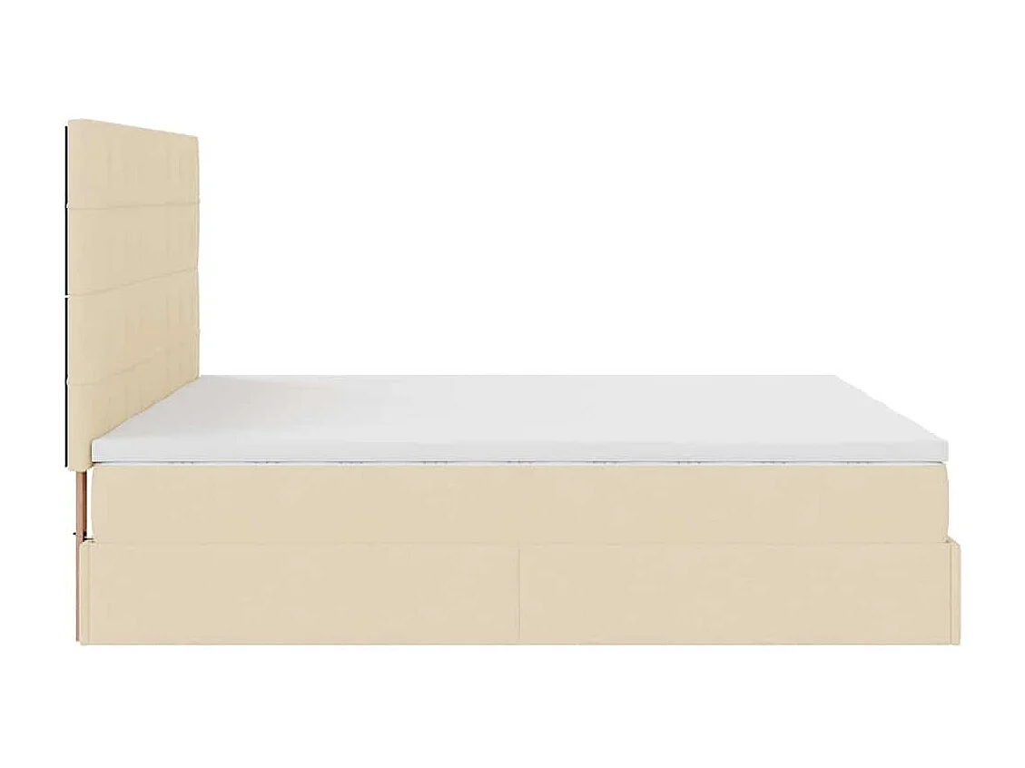 Estructura de cama otomana con colchones tela crema 160x200cm
