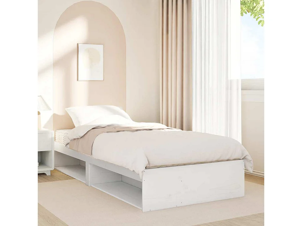 Lit de jour avec matelas blanc 90x190 cm bois de pin massif