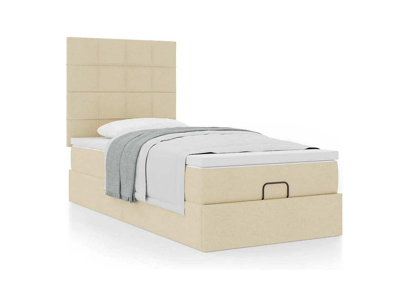Ottoman bed met matras 80x200cm stof crèmekleurig