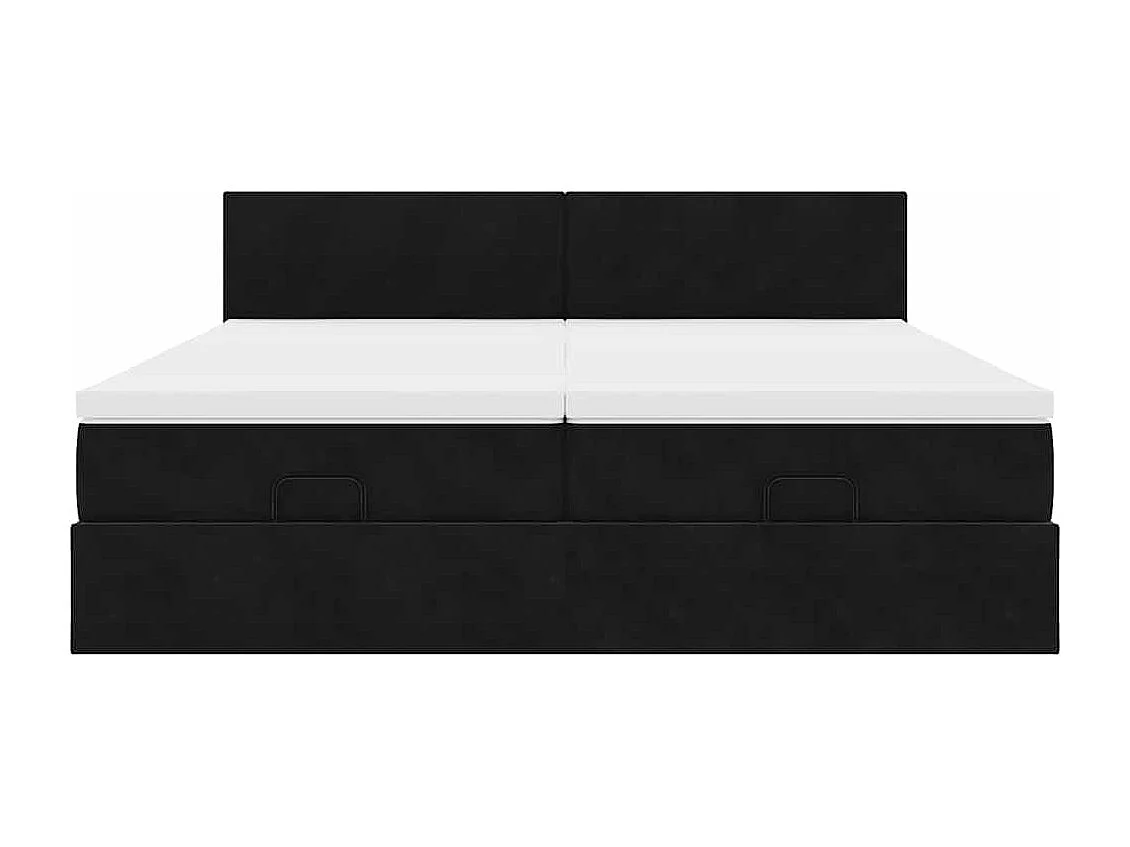 Cadre de lit ottoman avec matelas noir 200x200cm velours