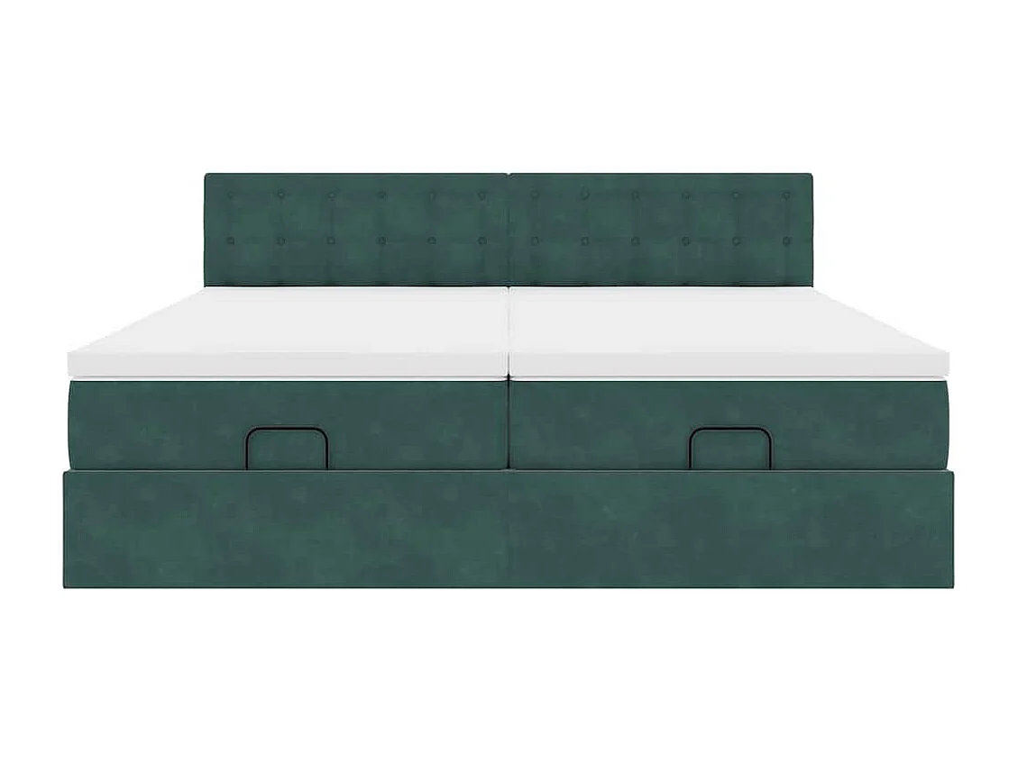 Cadre de lit ottoman avec matelas vert foncé 180x200cm velours