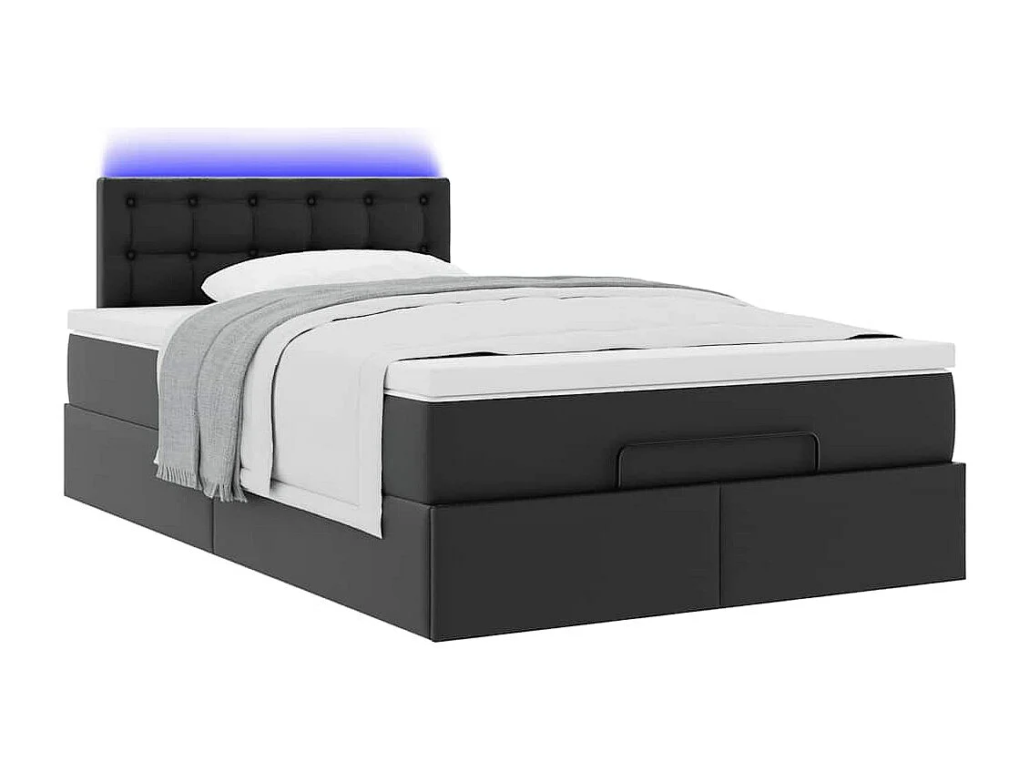 Cadre de lit ottoman avec matelas noir 120x190 cm similicuir