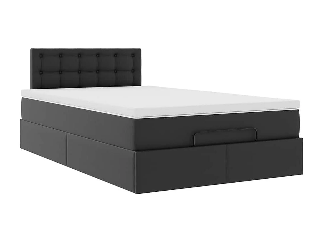 Cadre de lit ottoman avec matelas noir 120x190 cm similicuir