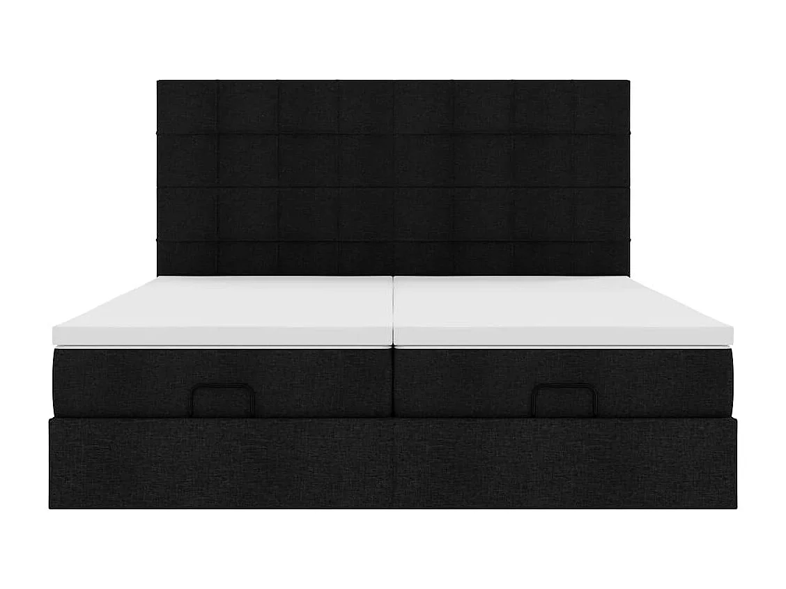 Cadre de lit ottoman avec matelas noir 180x200cm tissu