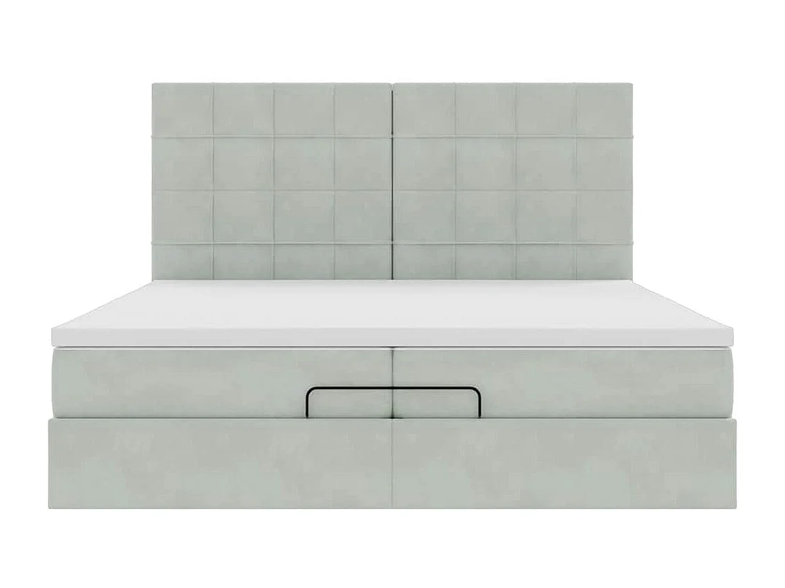 Cadre de lit ottoman avec matelas gris clair 200x200 cm velours
