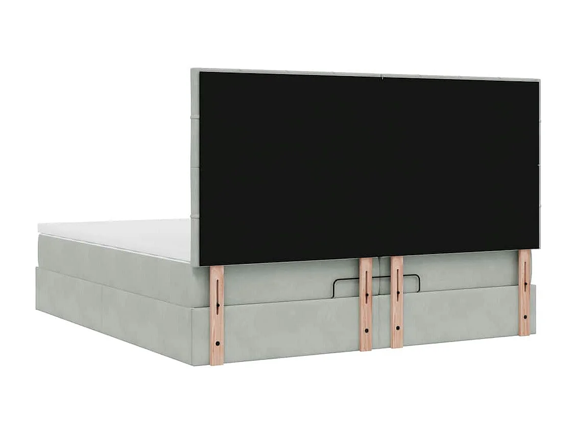 Ottoman bed met matrassen 200x200cm fluweel lichtgrijs