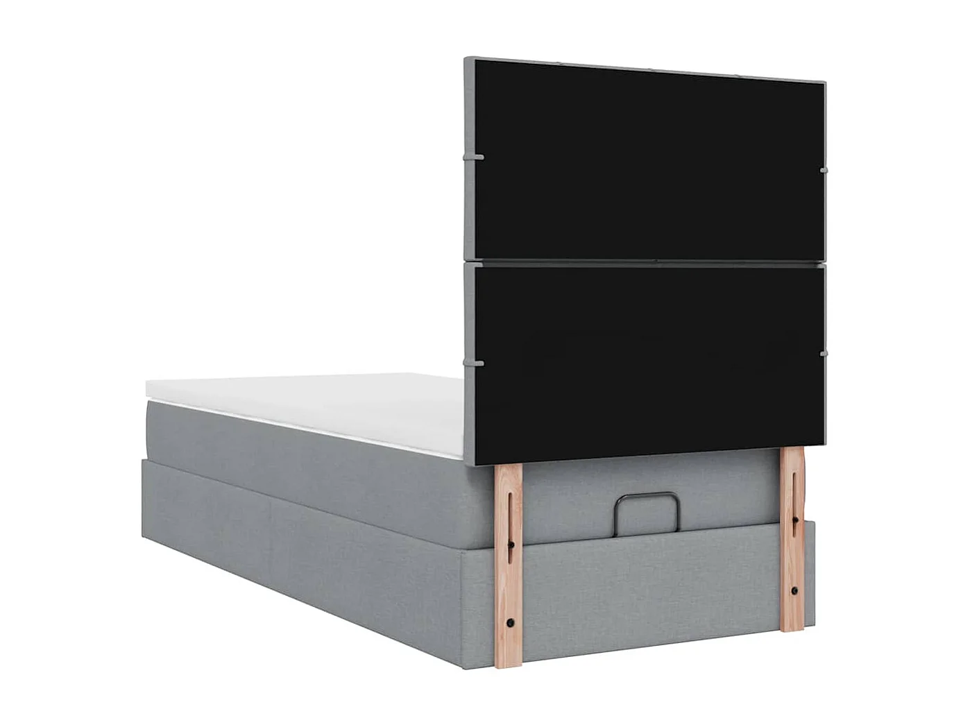 Cadre de lit ottoman et matelas gris clair 90x190 cm tissu