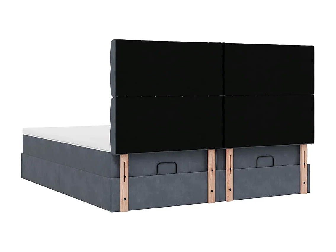 Cadre de lit ottoman avec matelas gris foncé 200x200 cm velours