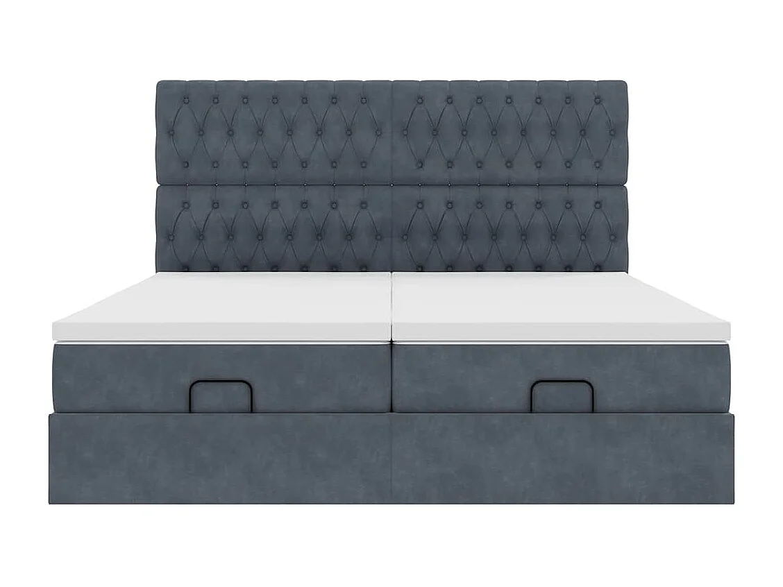 Cadre de lit ottoman avec matelas gris foncé 200x200 cm velours