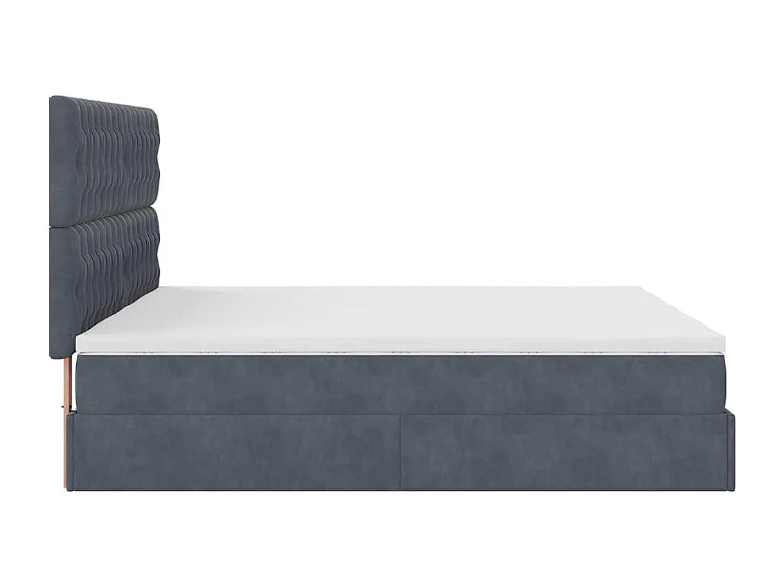Cadre de lit ottoman avec matelas gris foncé 200x200 cm velours