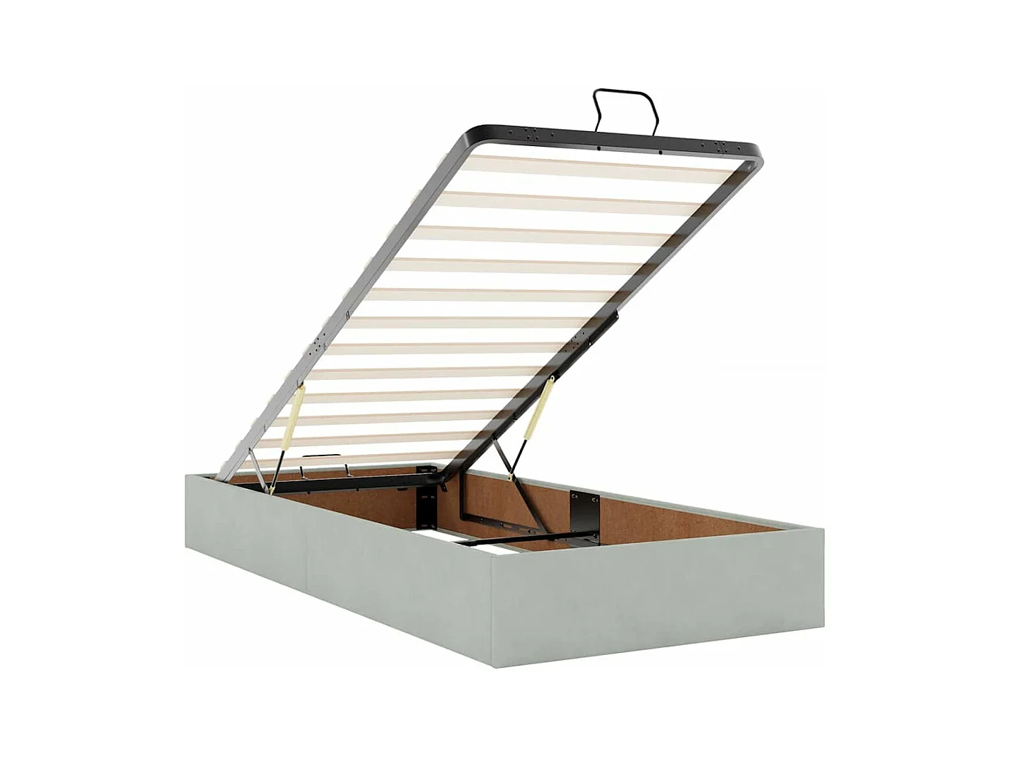 Cadre de lit ottoman et matelas gris clair 100x200 cm velours
