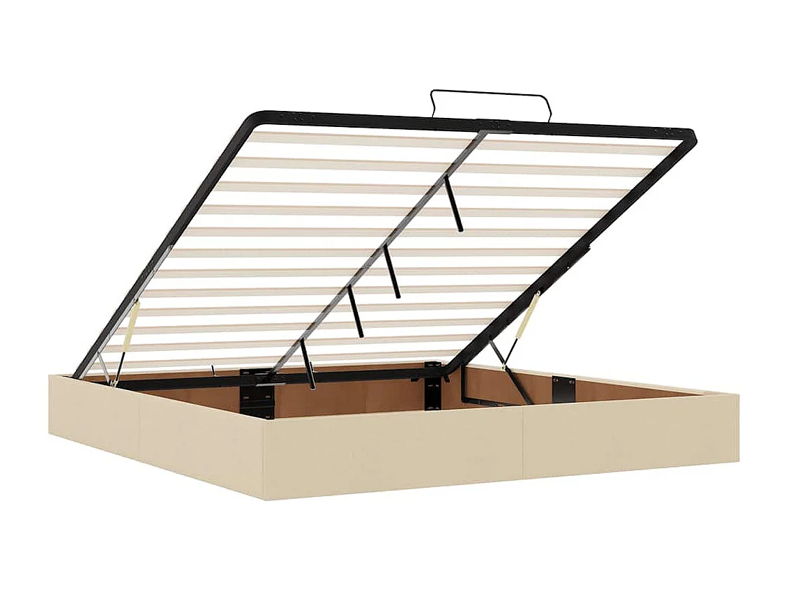 Estructura de cama otomana sin colchón tela crema 180x200cm