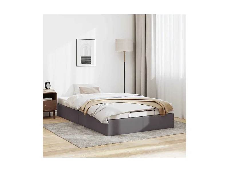 Cadre de lit ottoman sans matelas gris 120x190 cm similicuir