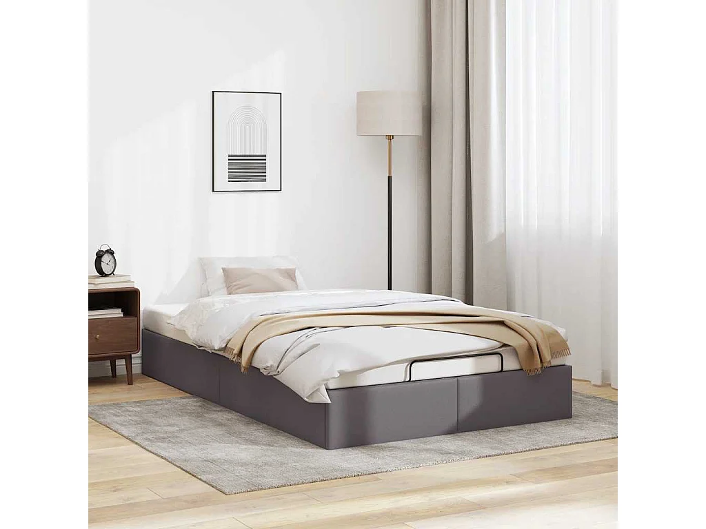 Cadre de lit ottoman sans matelas gris 120x190 cm similicuir