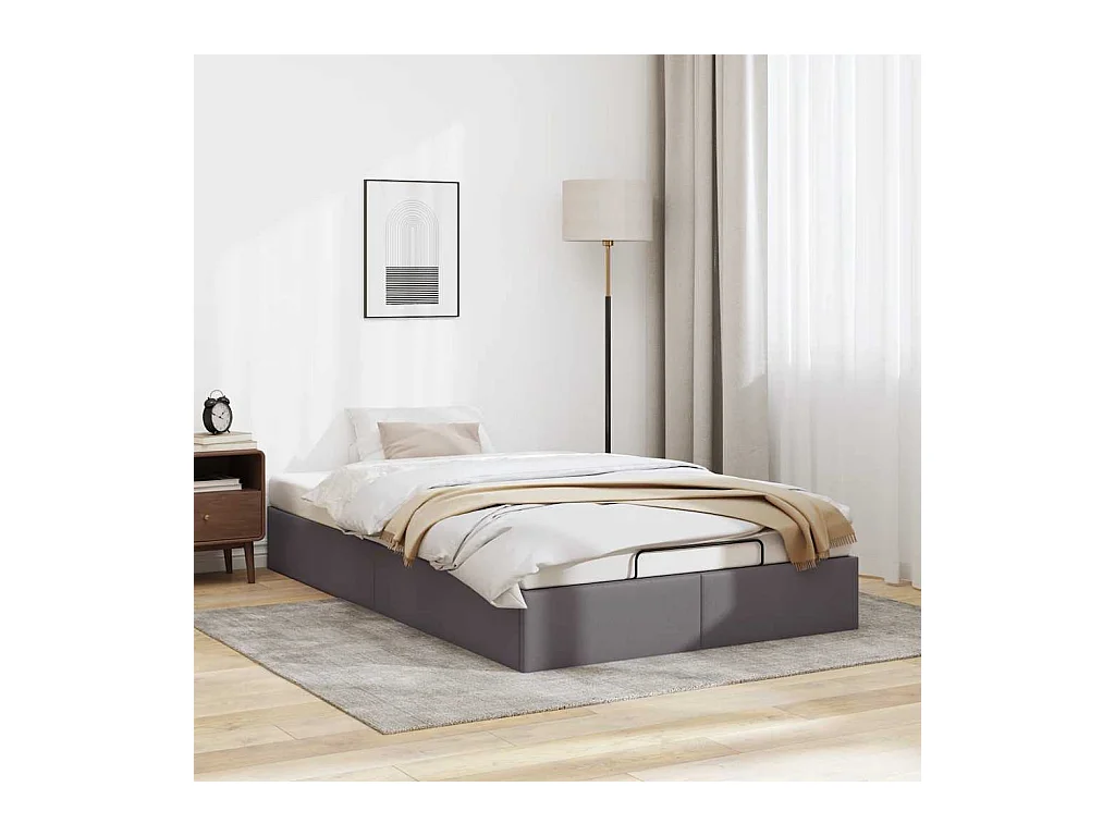Cadre de lit ottoman sans matelas gris 120x190 cm similicuir