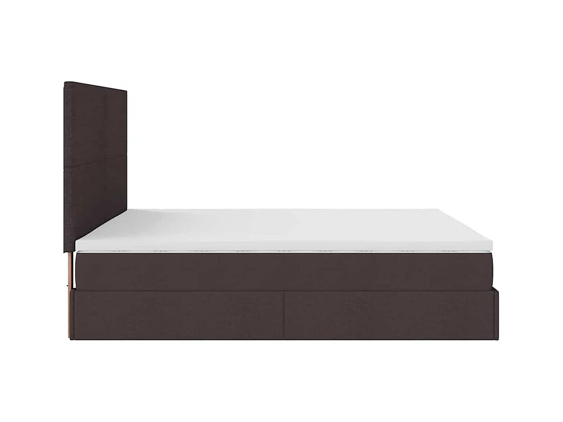 Cadre de lit ottoman avec matelas marron foncé 160x200 cm tissu