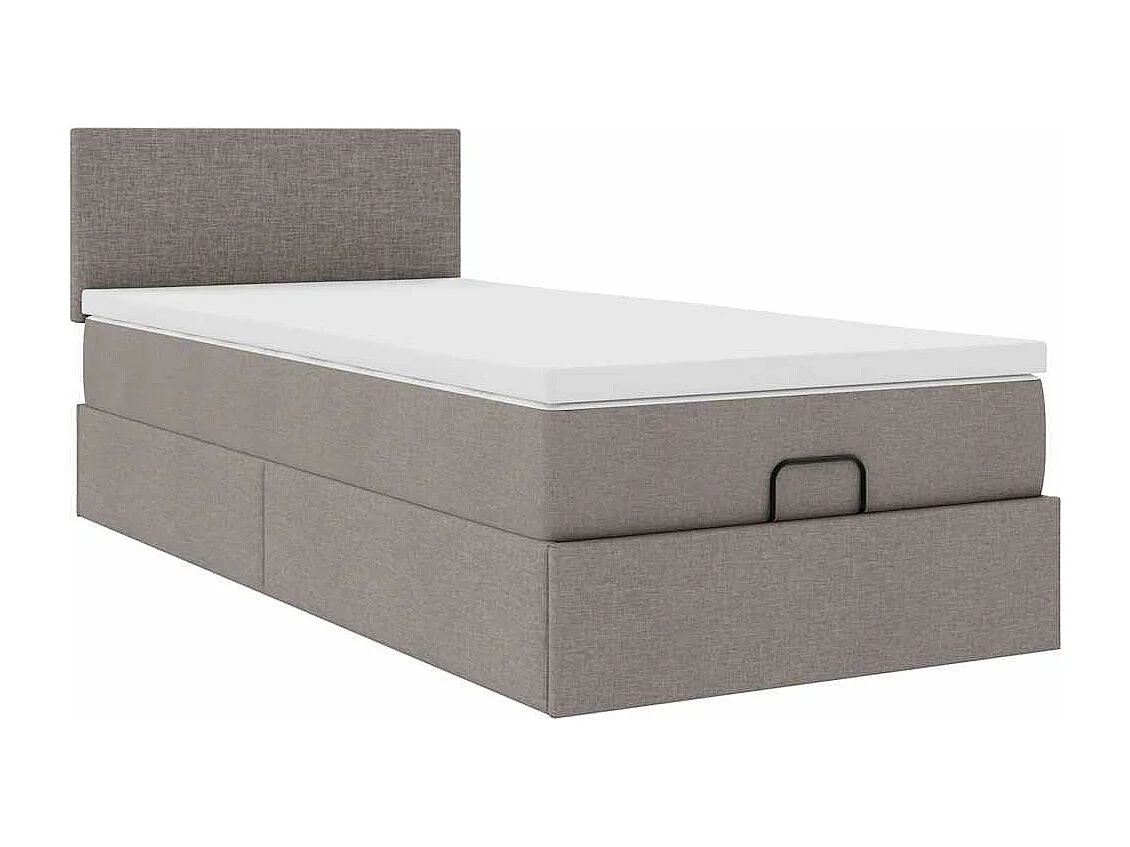 Estructura de cama otomana colchón tela gris pardo 90x190cm