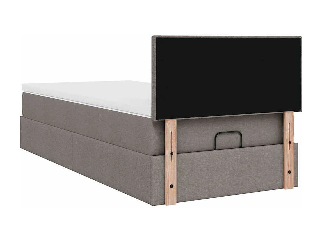 Estructura de cama otomana colchón tela gris pardo 90x190cm