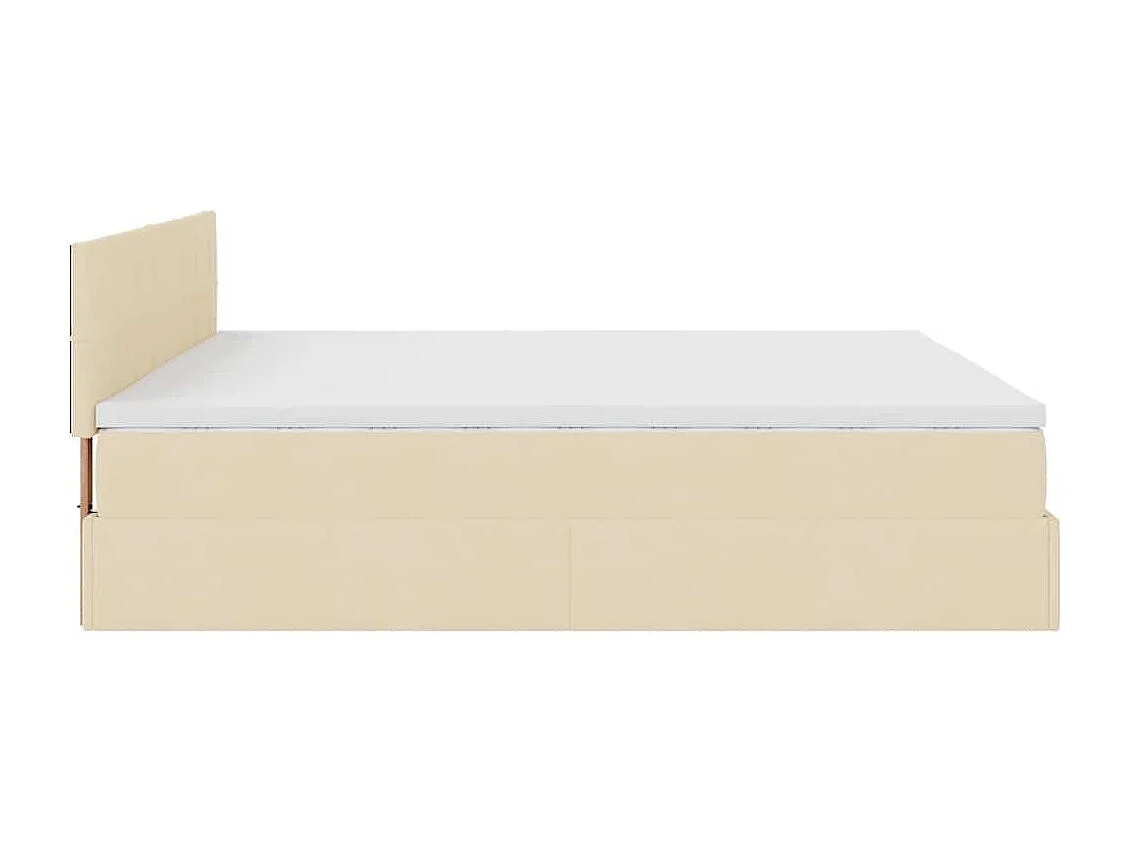 Cadre de lit ottoman avec matelas crème 160x200 cm tissu