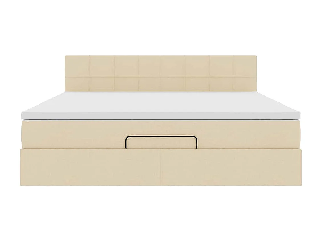 Cadre de lit ottoman avec matelas crème 160x200 cm tissu