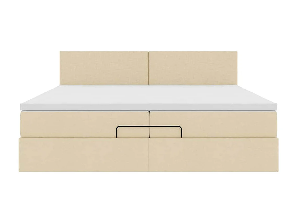 Cadre de lit ottoman avec matelas crème 200x200 cm tissu
