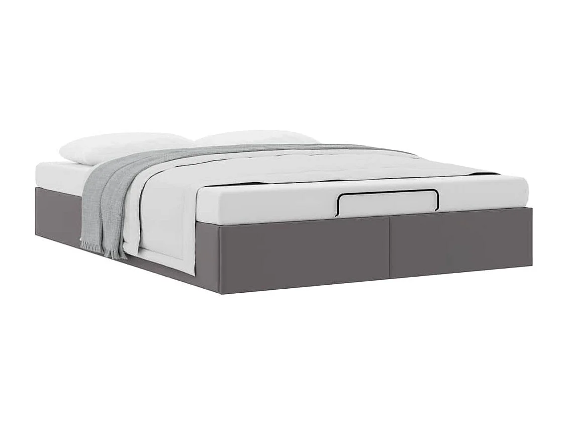 Cadre de lit ottoman sans matelas gris 140x200 cm similicuir