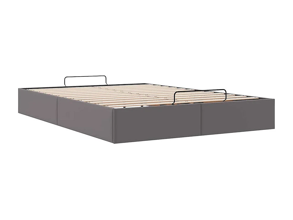 Cadre de lit ottoman sans matelas gris 140x200 cm similicuir