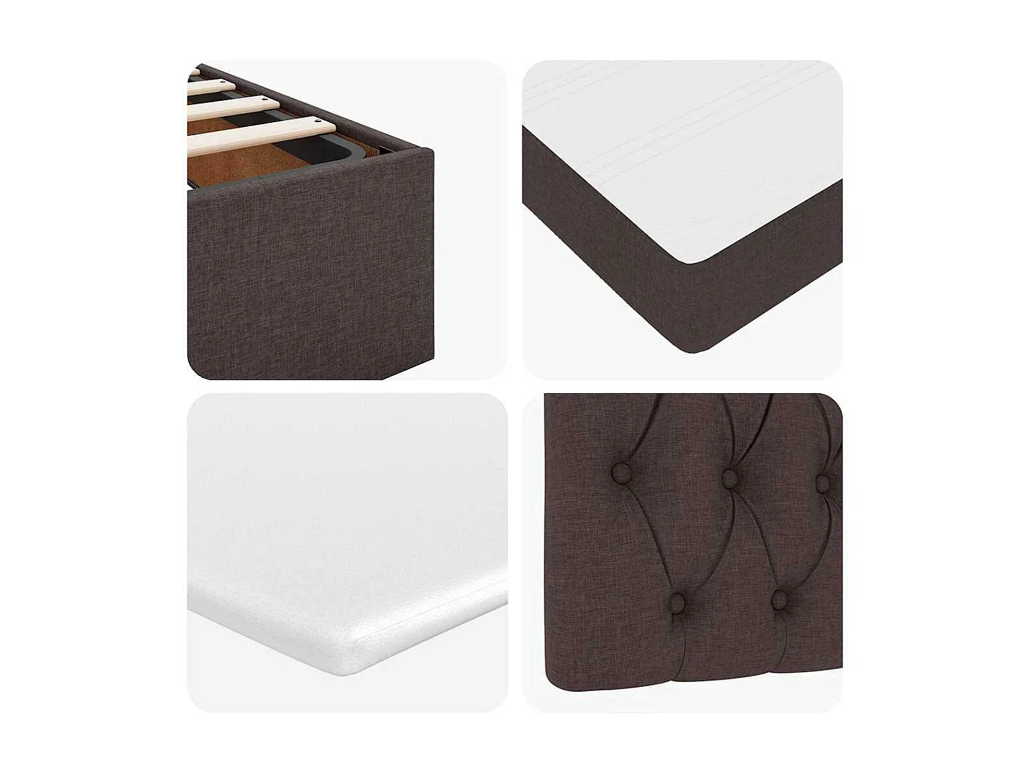 Cadre de lit ottoman avec matelas marron foncé 120x200 cm tissu