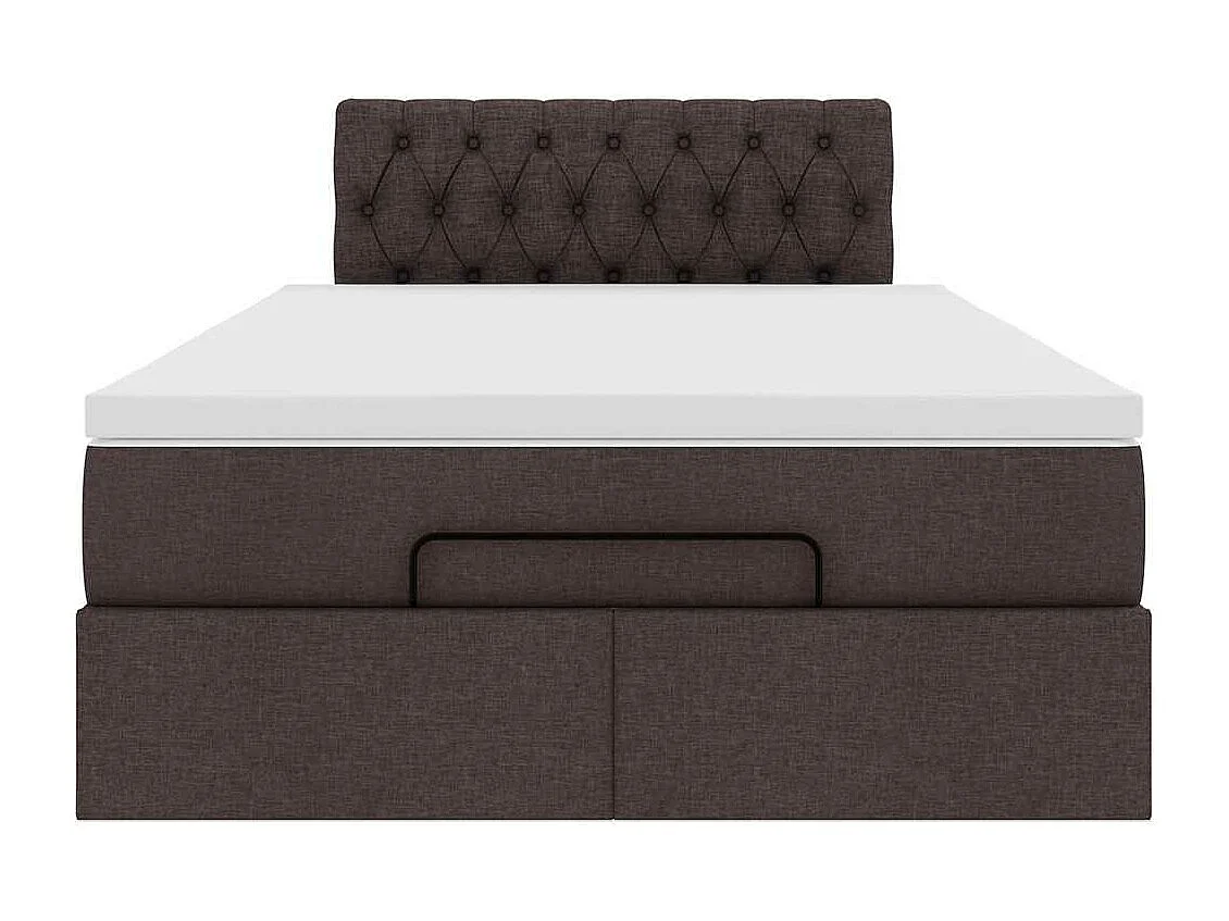 Cadre de lit ottoman avec matelas marron foncé 120x200 cm tissu