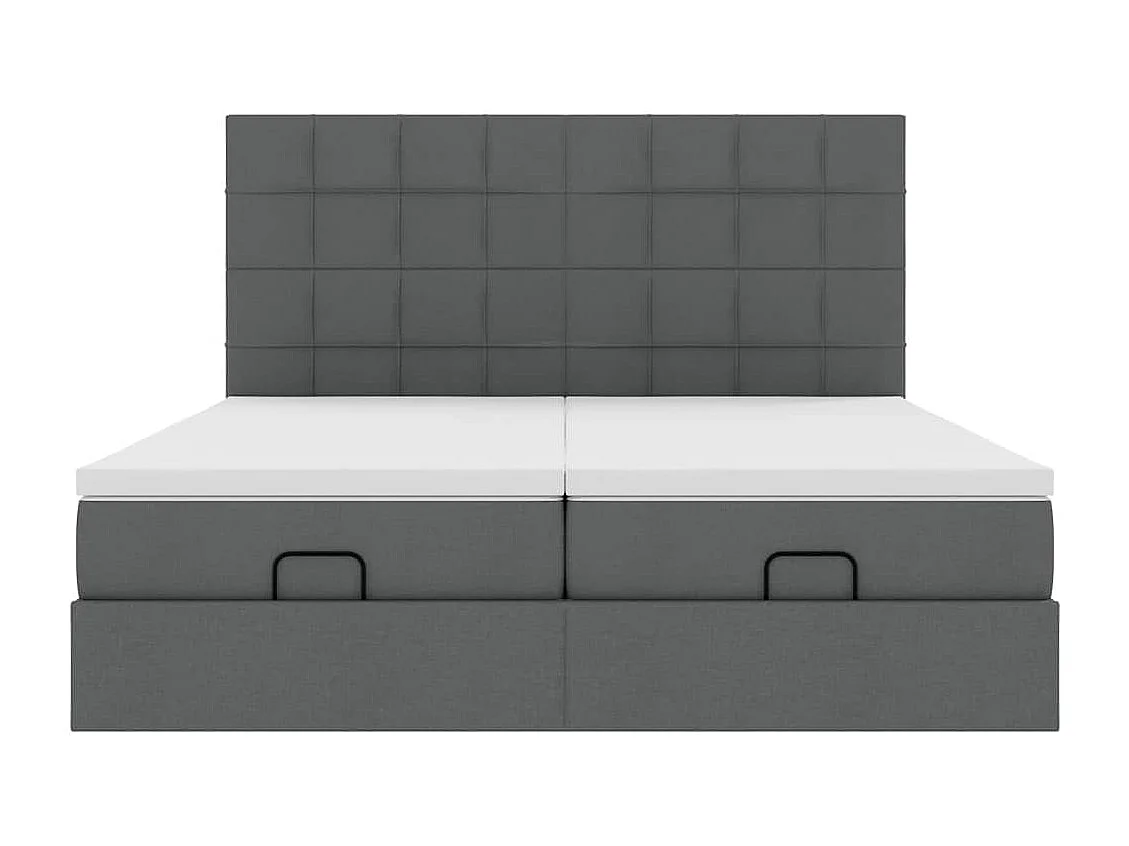 Cadre de lit ottoman avec matelas gris foncé 160x200cm tissu