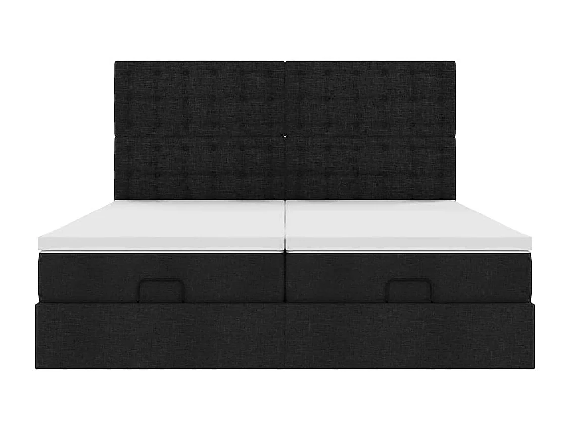 Cadre de lit ottoman avec matelas noir 200x200cm tissu