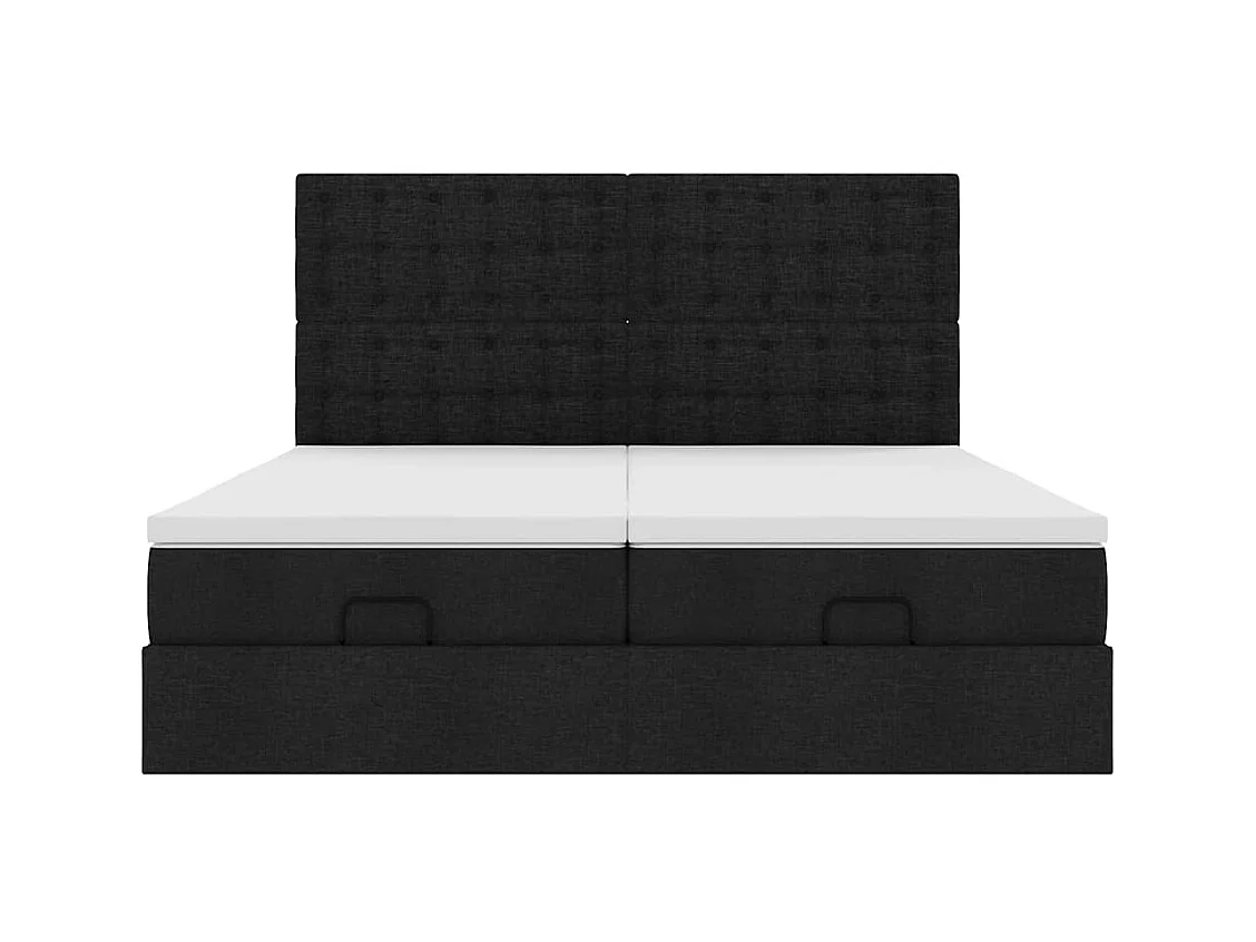 Cadre de lit ottoman avec matelas noir 200x200cm tissu