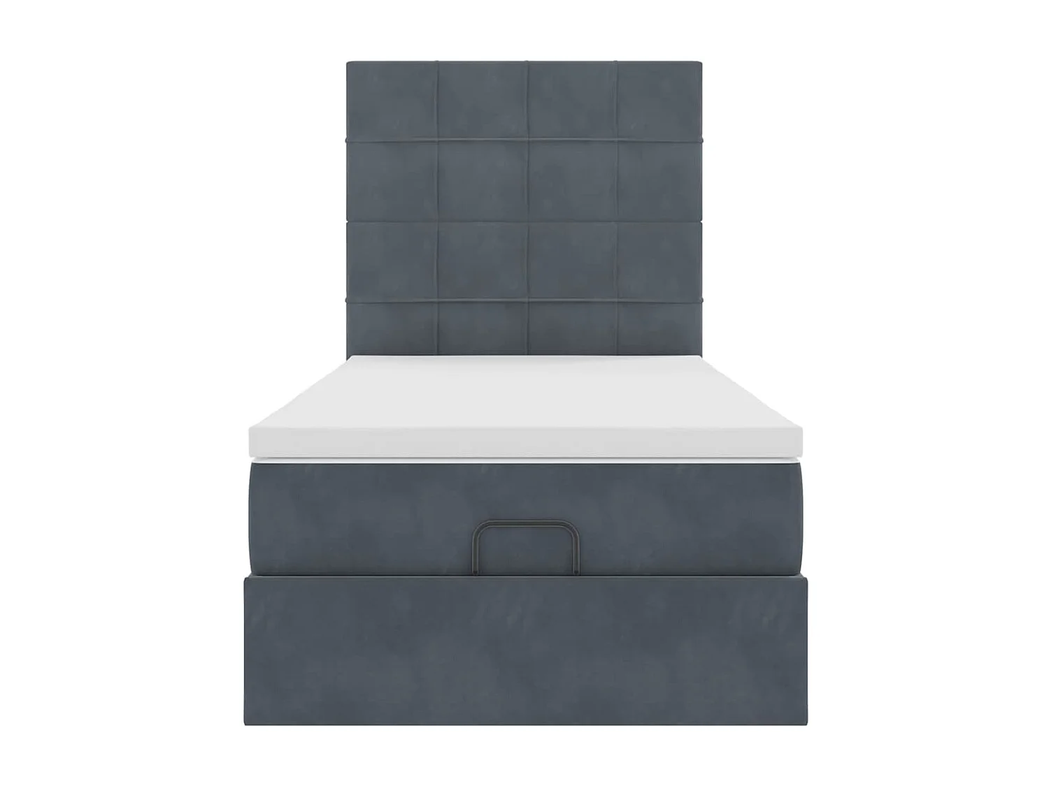 Cadre de lit ottoman avec matelas gris foncé 100x200 cm velours