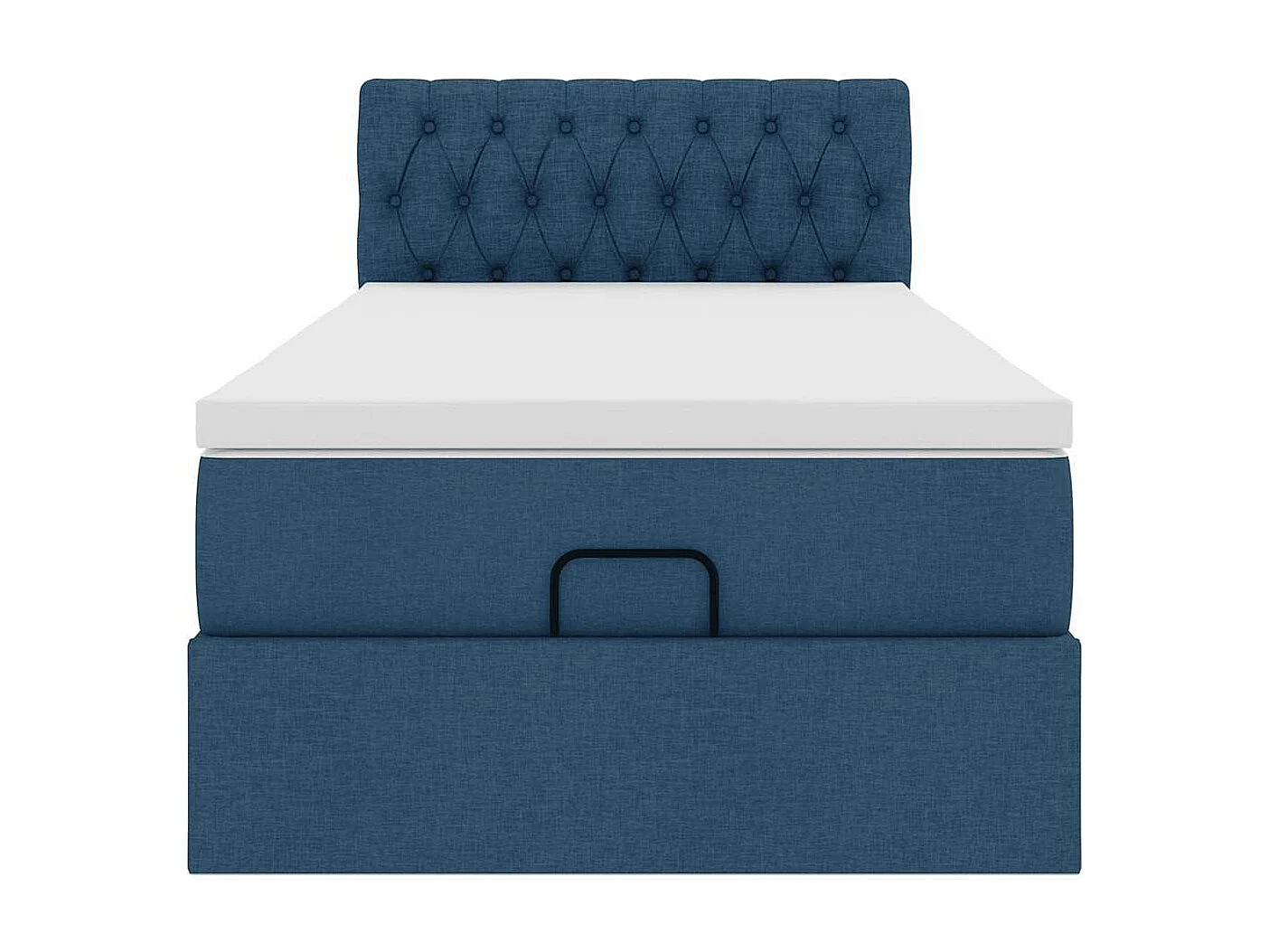 Cadre de lit ottoman avec matelas bleu 90x190 cm tissu
