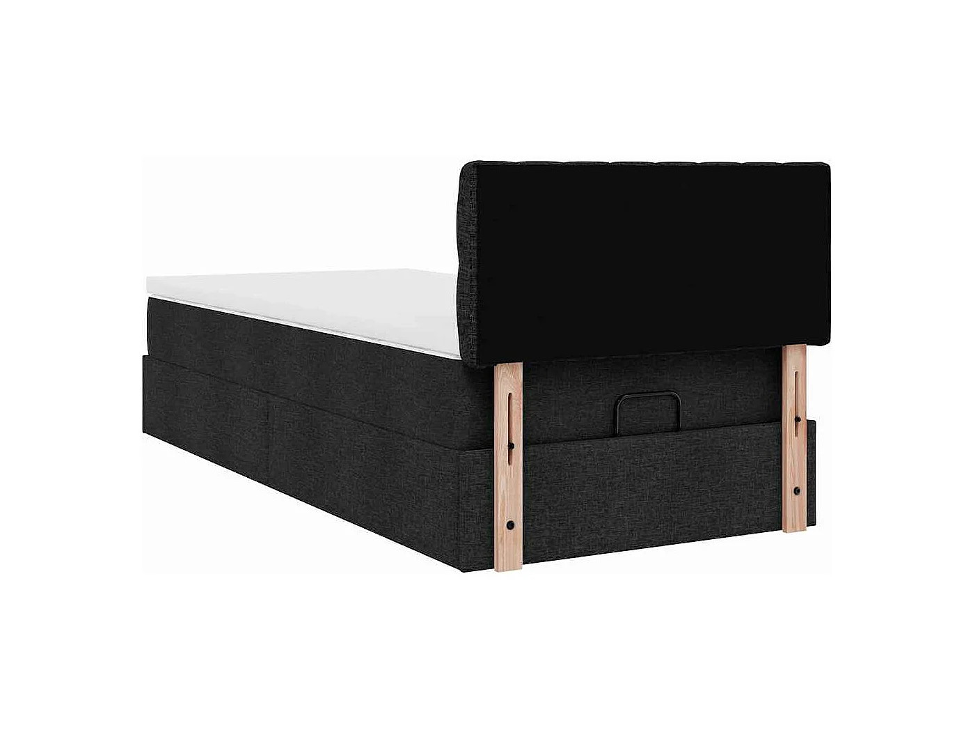 Lit ottoman avec matelas noir 90x200 cm tissu