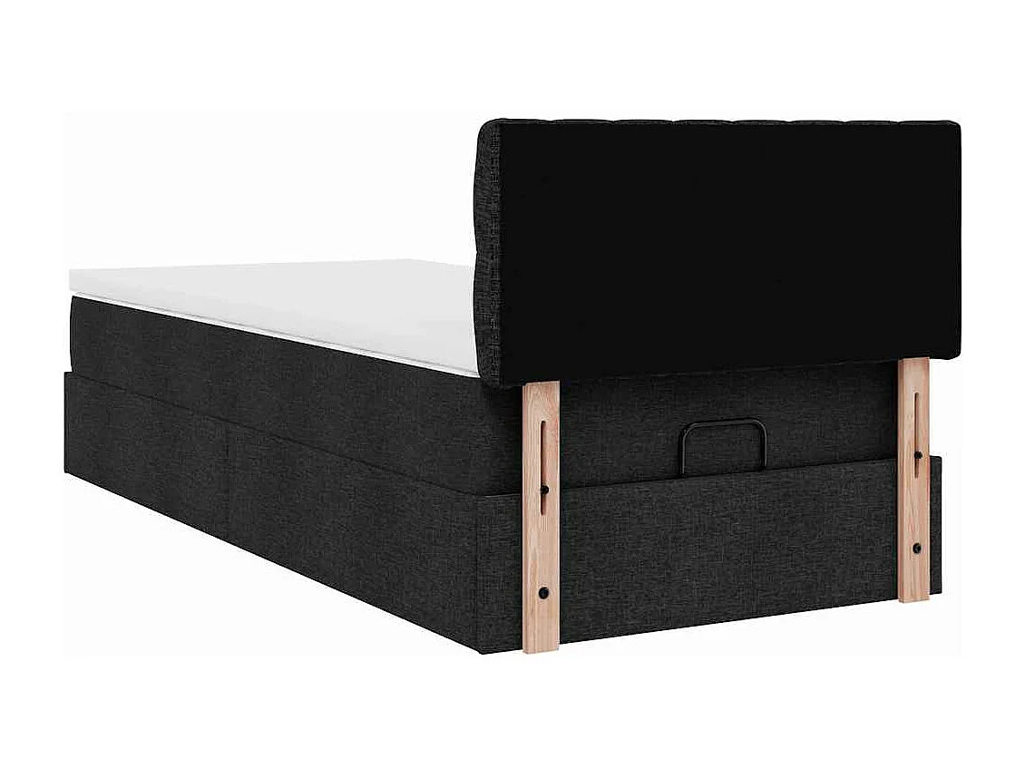Lit ottoman avec matelas noir 90x200 cm tissu