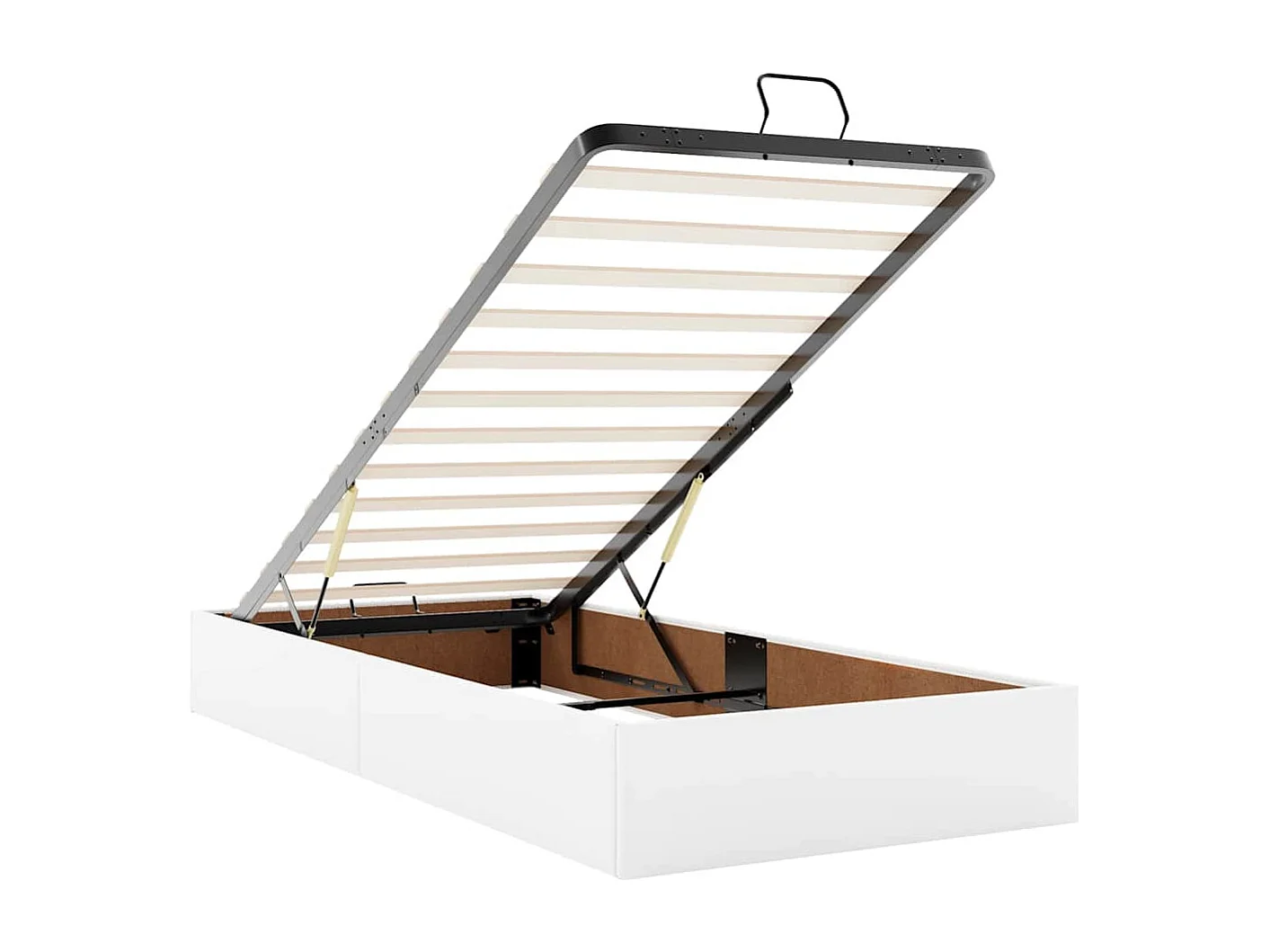 Cadre de lit ottoman avec matelas blanc pur 90x200cm similicuir