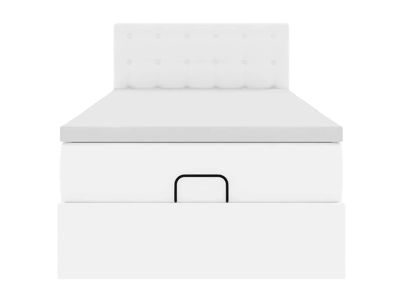 Cadre de lit ottoman avec matelas blanc pur 90x200cm similicuir