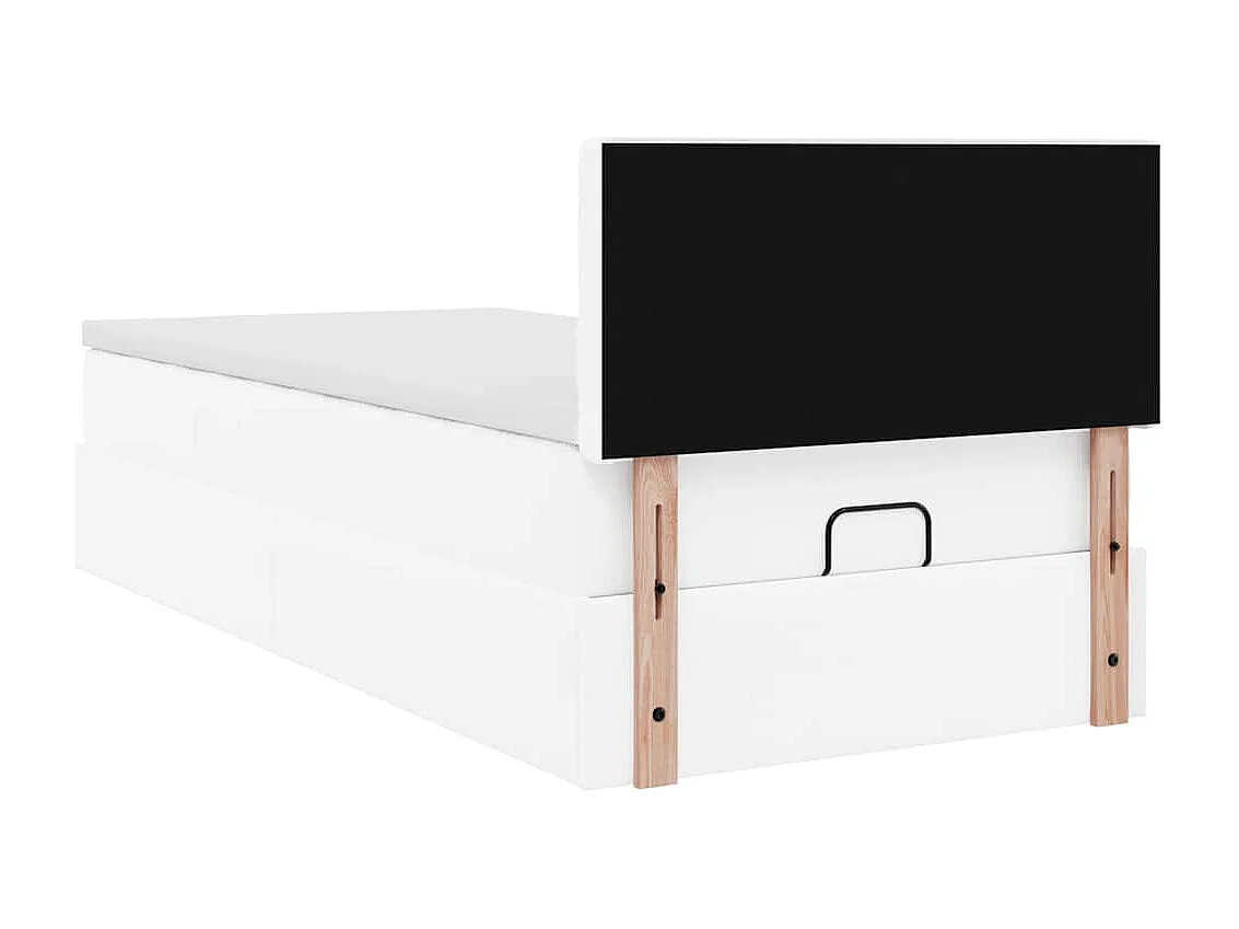 Cadre de lit ottoman avec matelas blanc pur 90x200cm similicuir