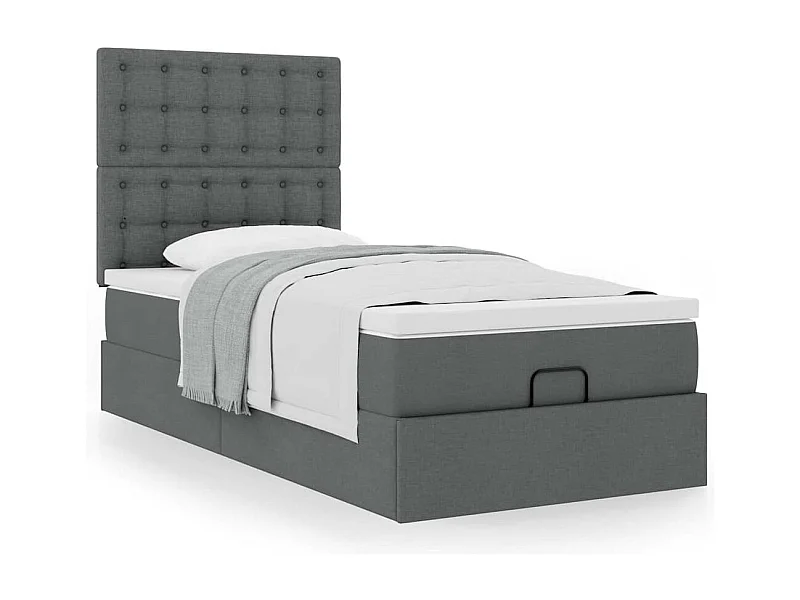 Ottoman bed met matras 100x200cm stof donkergrijs