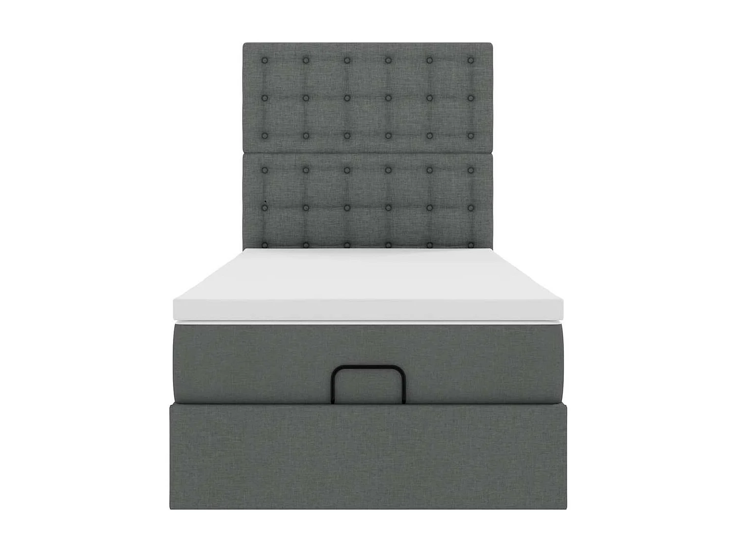 Cadre de lit ottoman avec matelas gris foncé 100x200 cm tissu