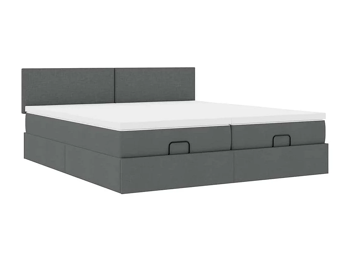 Cadre de lit ottoman avec matelas gris foncé 180x200cm tissu