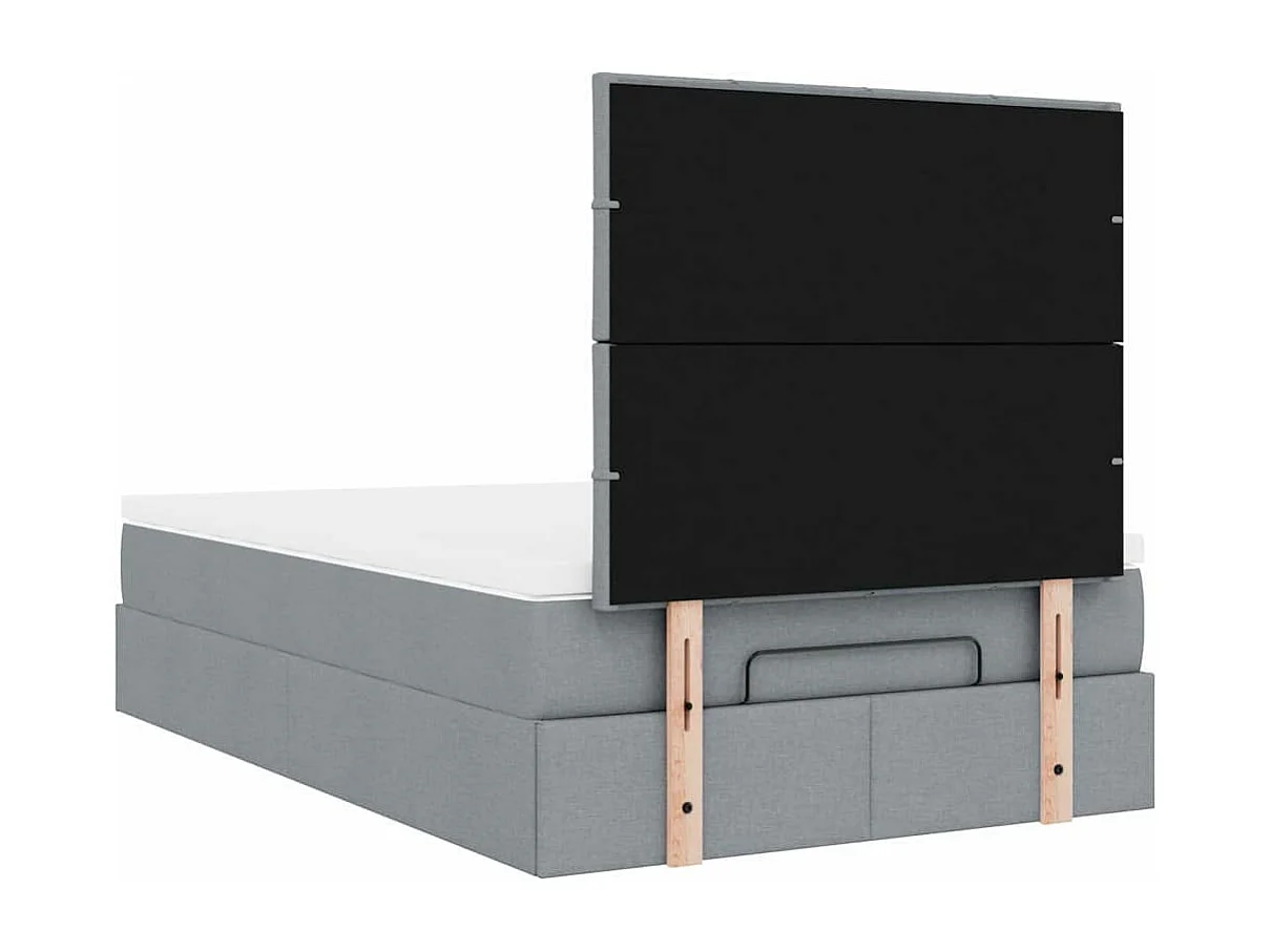 Cadre de lit ottoman avec matelas gris clair 120x190 cm tissu