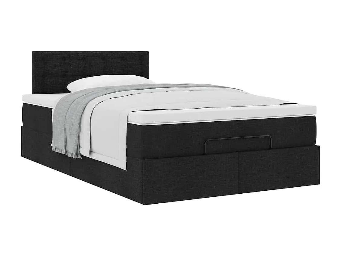 Cadre de lit ottoman avec matelas noir 120x190 cm tissu